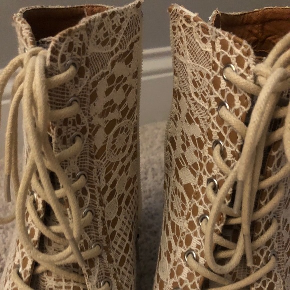 Crochet Lace Faux Leather Booties - Picture 4 of 13